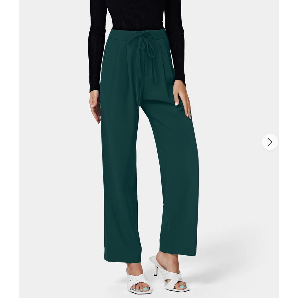 HALARA Wide Leg Pants in Deep Teal Green